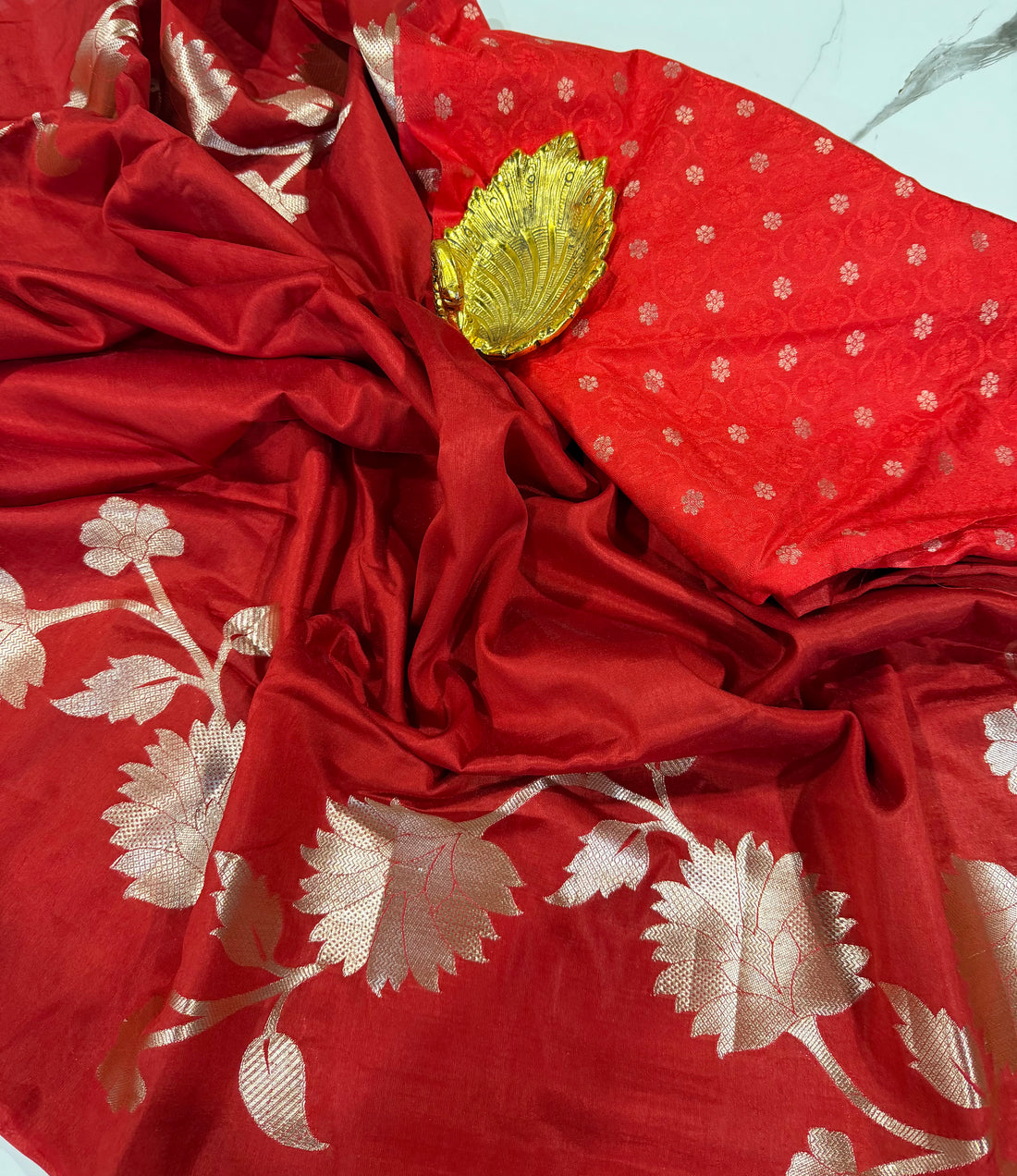 LD-RJ1799 Red semi Kora jamdani ❤️saree
