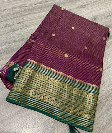 VKC2149BB- wine n green Kanchi Brdr saree