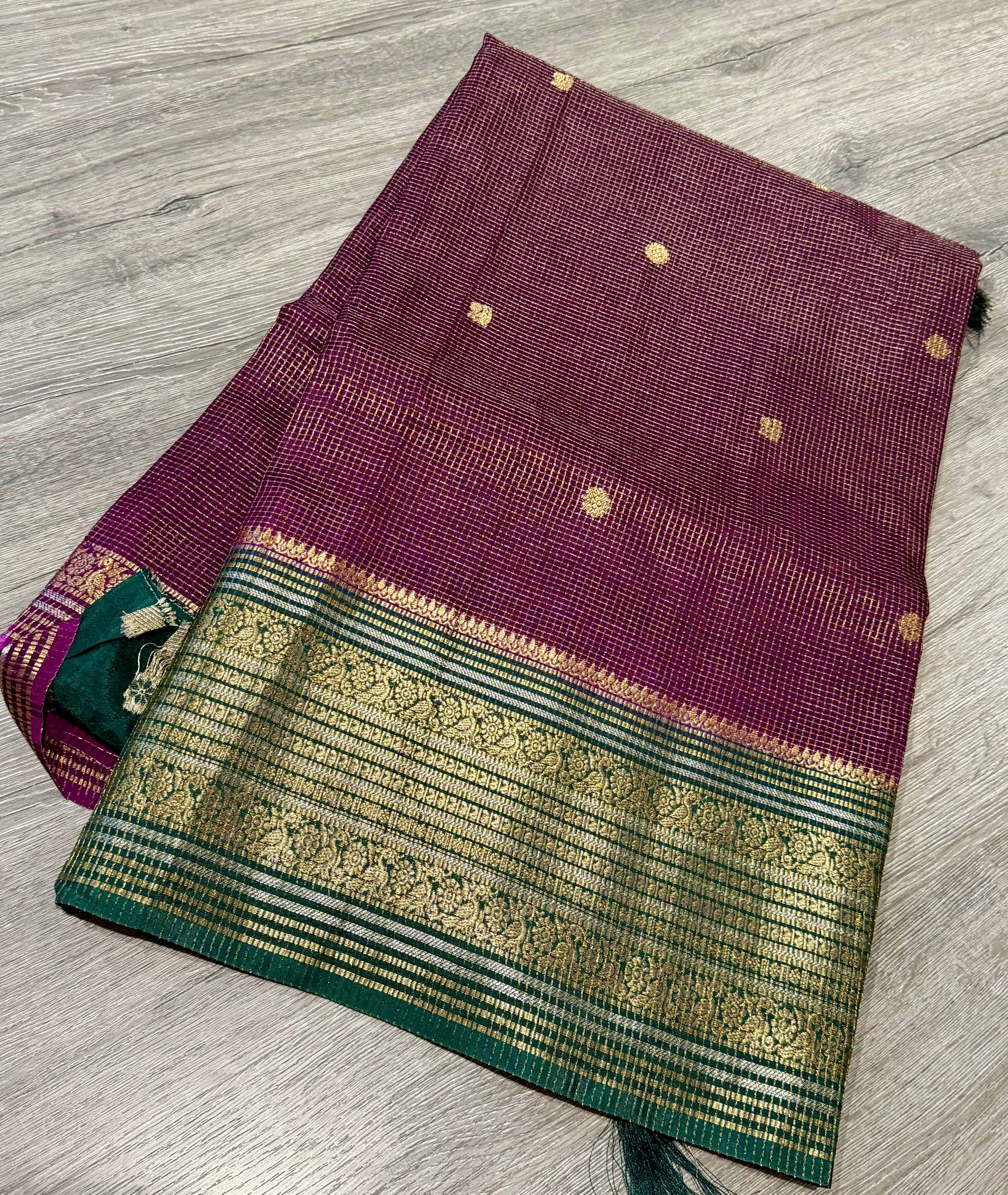 VKC2149BB- wine n green Kanchi Brdr saree