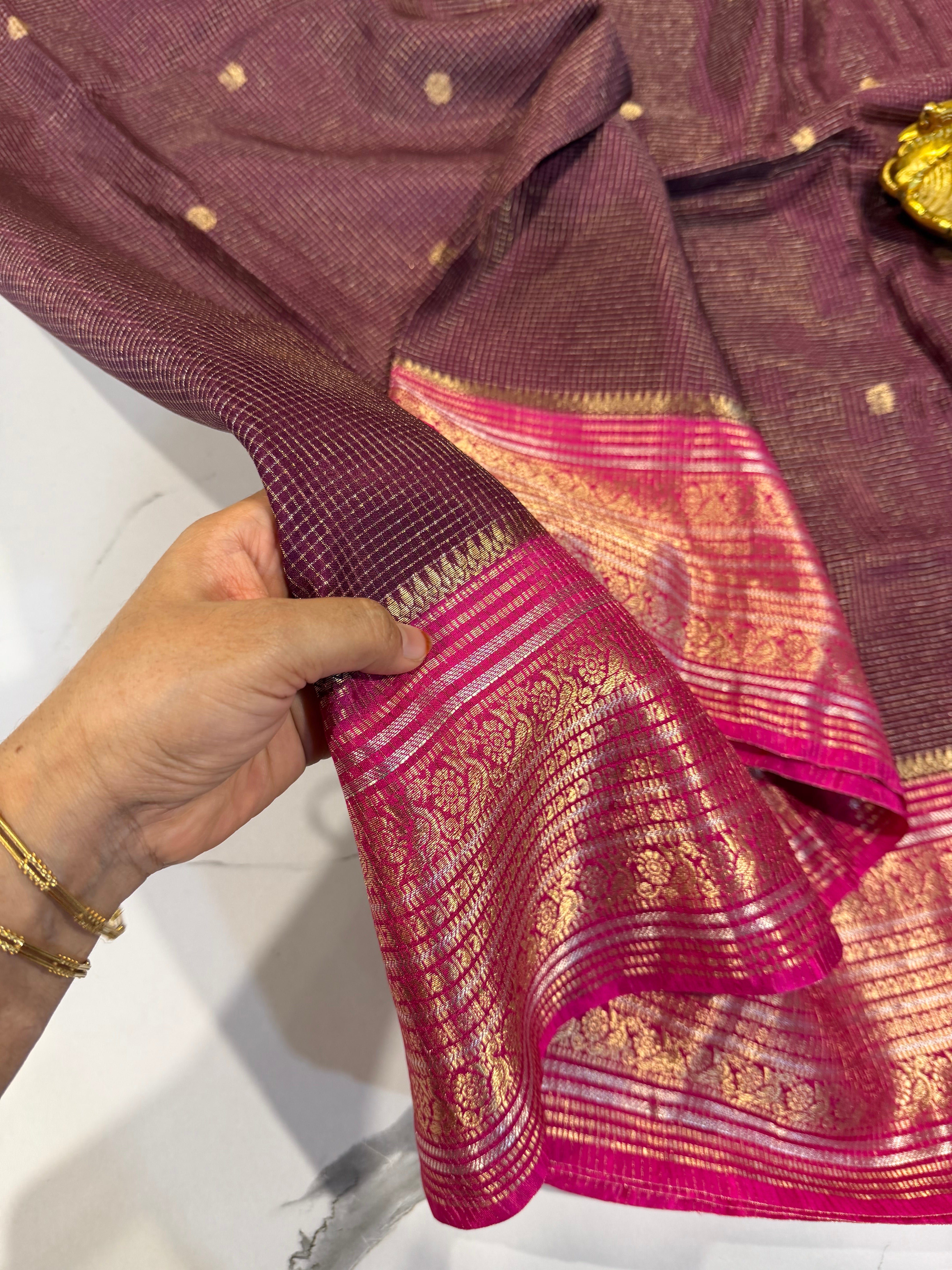 VKC2149BB- wine n Red pink Kanchi Brdr saree