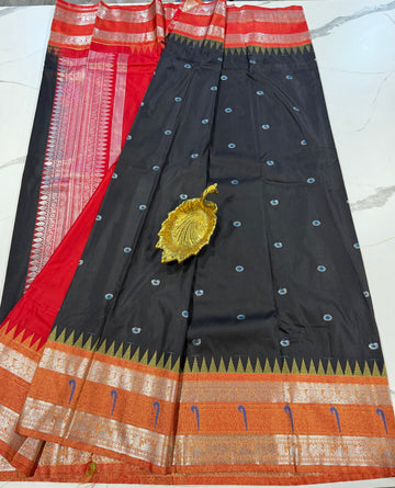 TS-3450 Black Tissue Muniya Gadwal saree