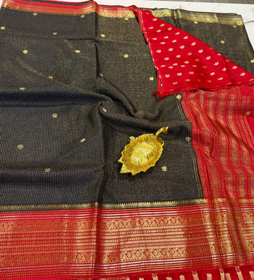 VKC2149- black n red  Brdr Vintage Kanchi saree
