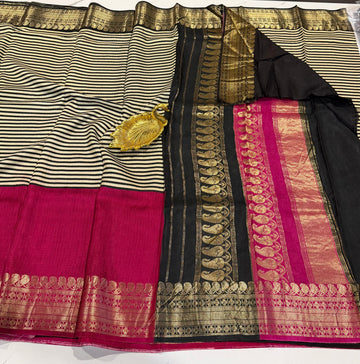 LD-2650 Ganga Jamuna saree cream n pink