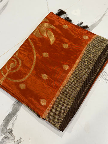 HS-2650 Rust HO crepe saree
