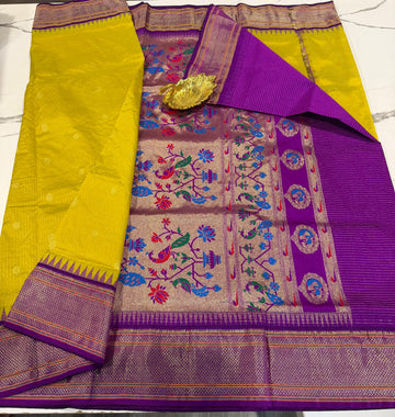 LD-NG25 pesara green and purple border saree