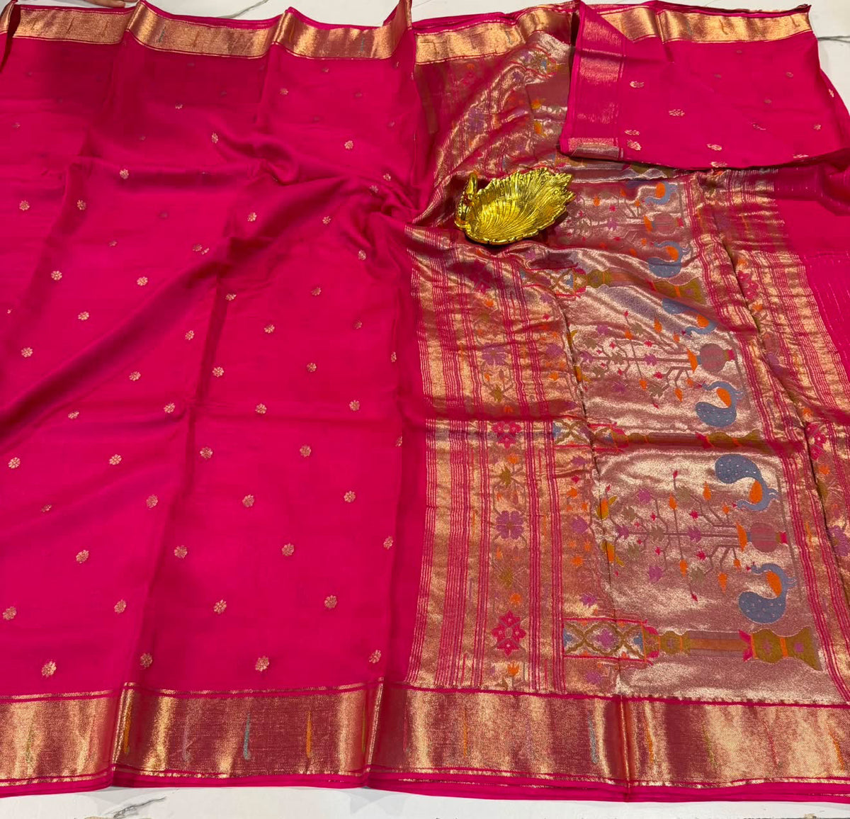 Pc-40 Ranipink colour saree Paithani crepe