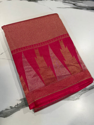 TT-45 Rani pink colour Temple tissue saree