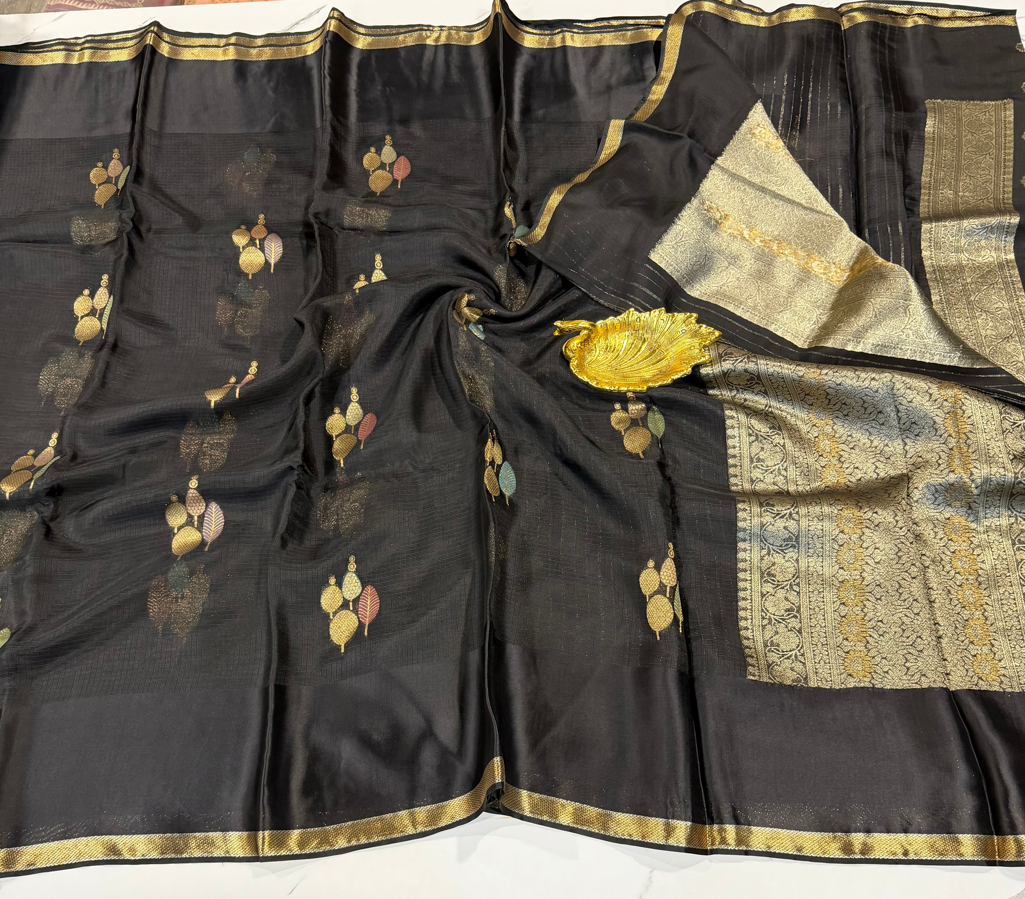 MKP-3500 black colour premium Manipuri Kota silk