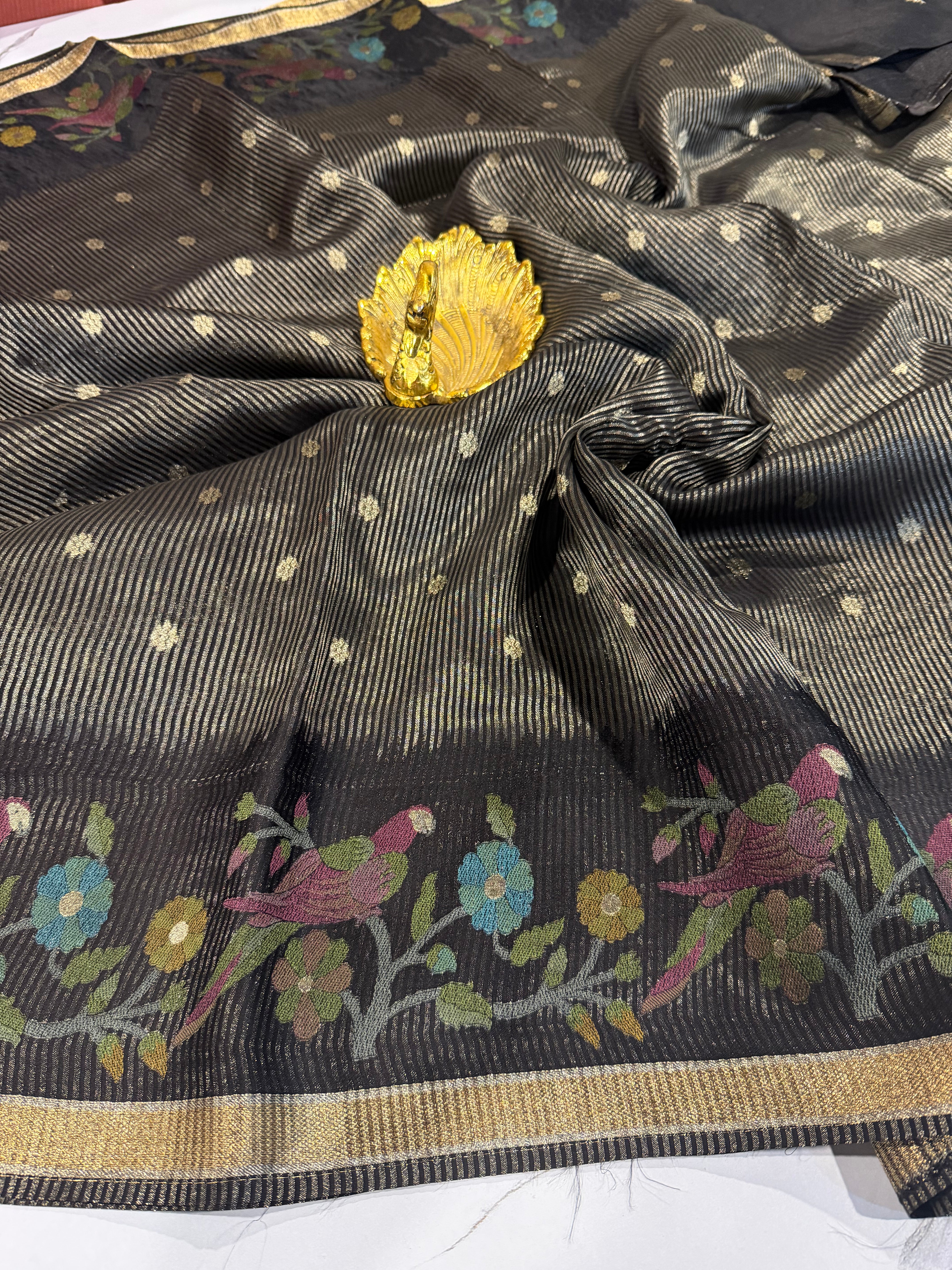 Bc-5100 Black Banaras kora saree