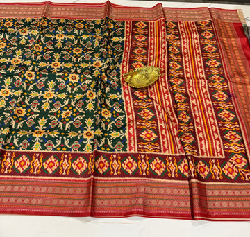 LD-1399 Rudraksha borders spun Patola green saree