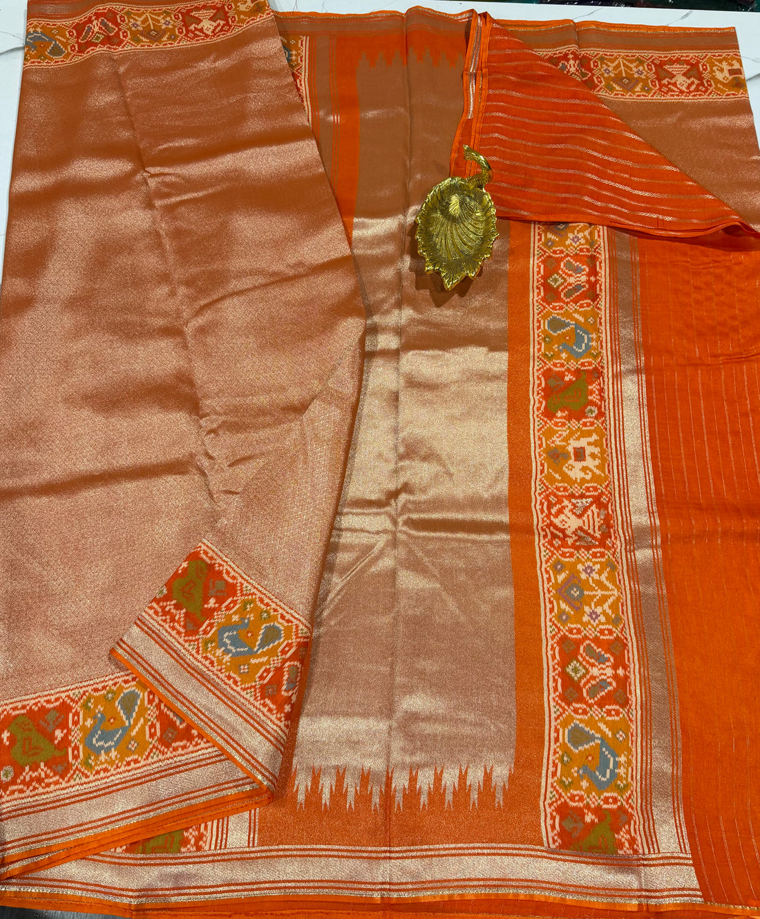 P-4900 Orange Patola tissue saree