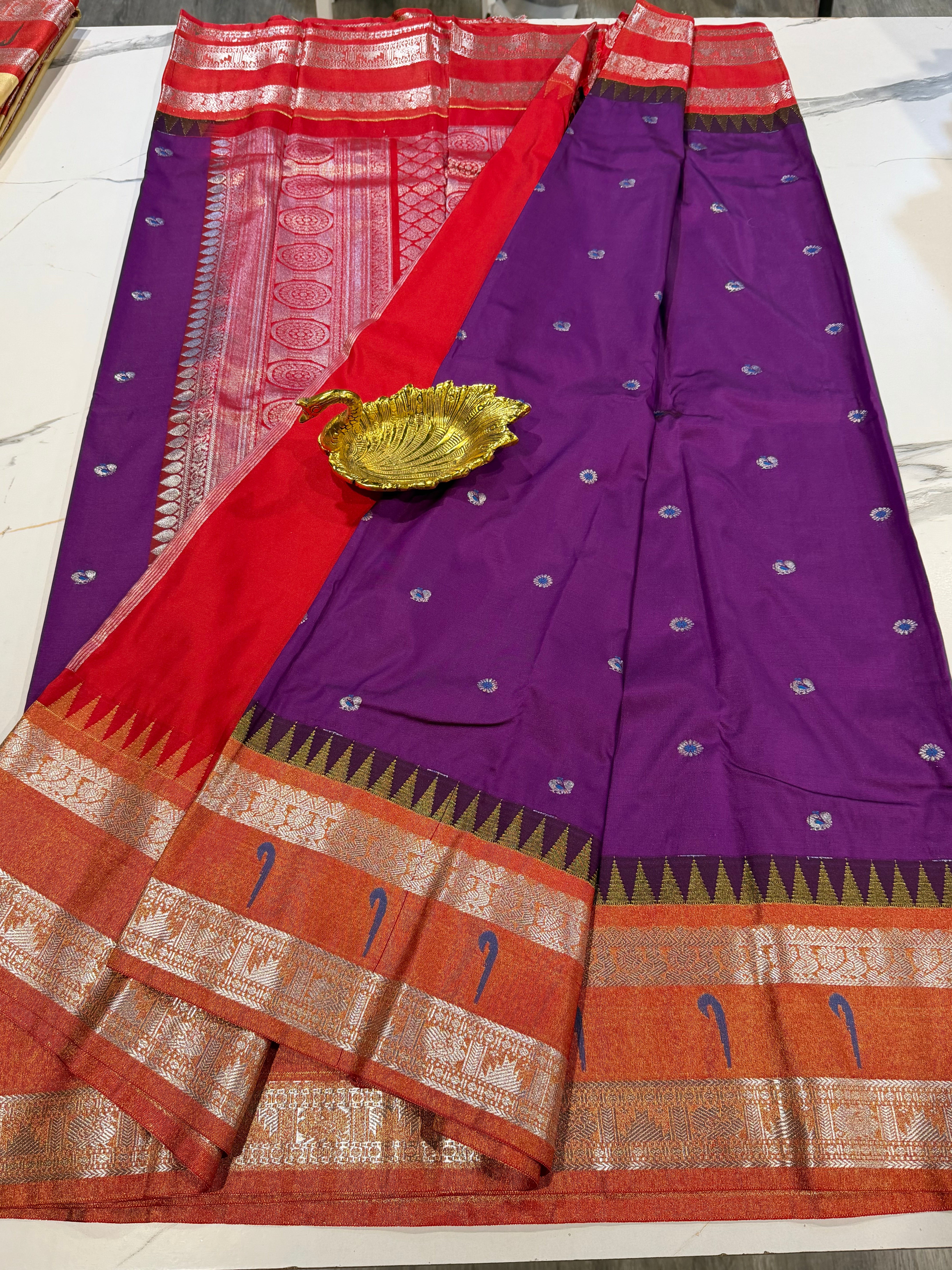 TS-3450 purple Tissue Muniya Gadwal saree
