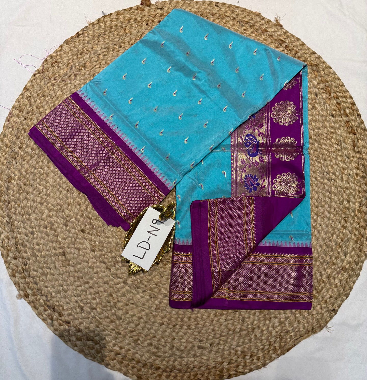 Narayanpet semi pattu saree  Ld-N9 skyblue n Magentha