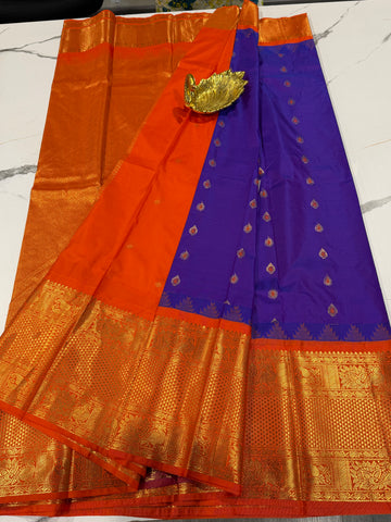 VG2 semi Gadwal violet and orange saree