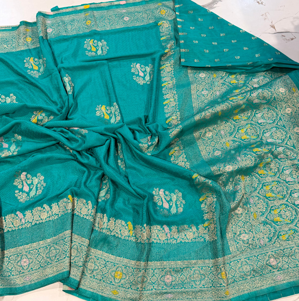 BS-1650 Skyblye colour benny crepe saree
