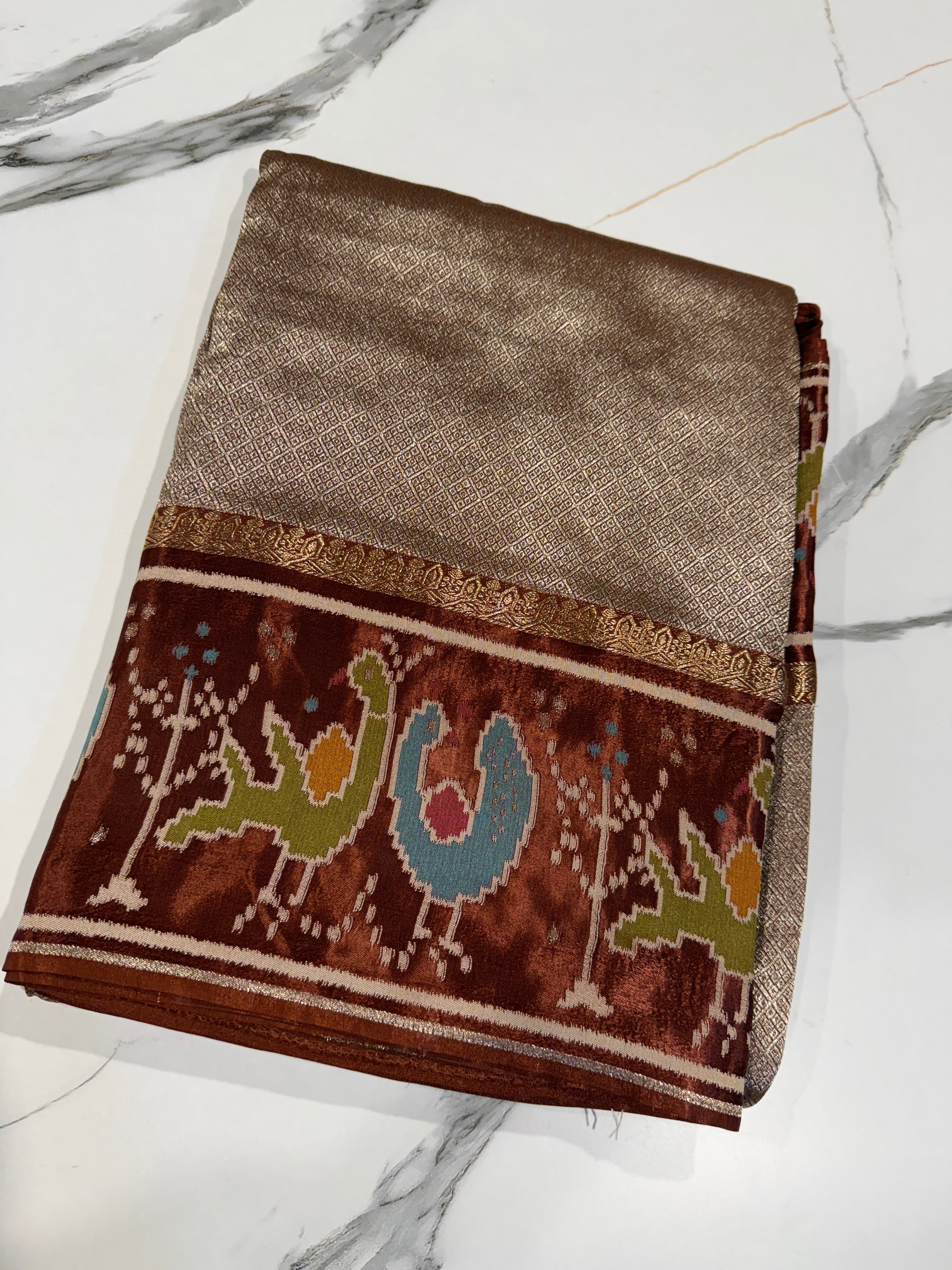 KT-5 Maroon colour kanchi tissue saree
