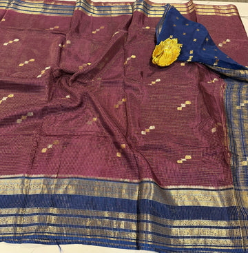 KS-23 wine n peacock blue vairaoosi Vintage Kanchi saree