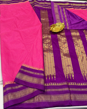 LD-NG25
 pink and purple border saree