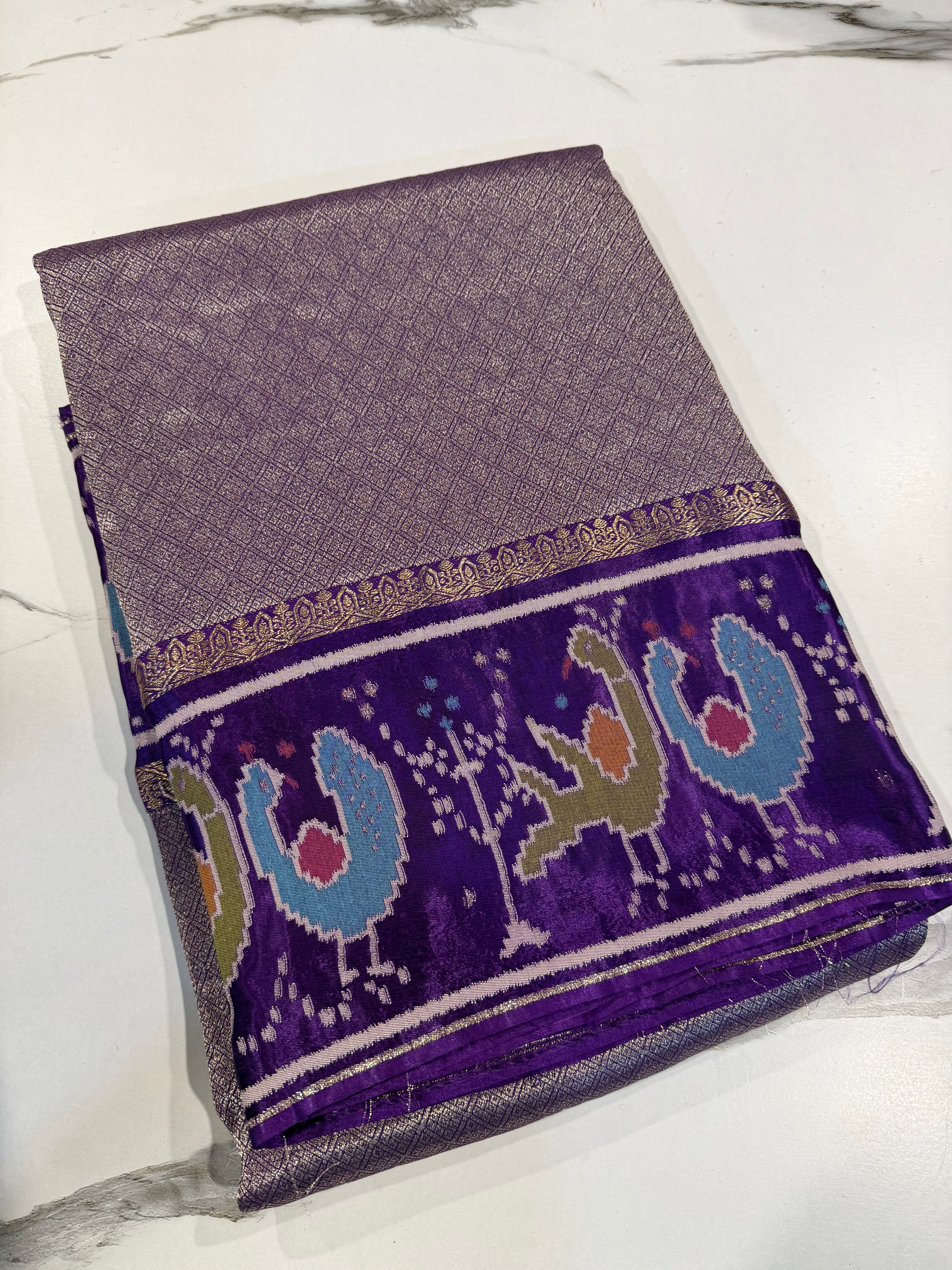 KT-5 violet colour kanchi tissue saree