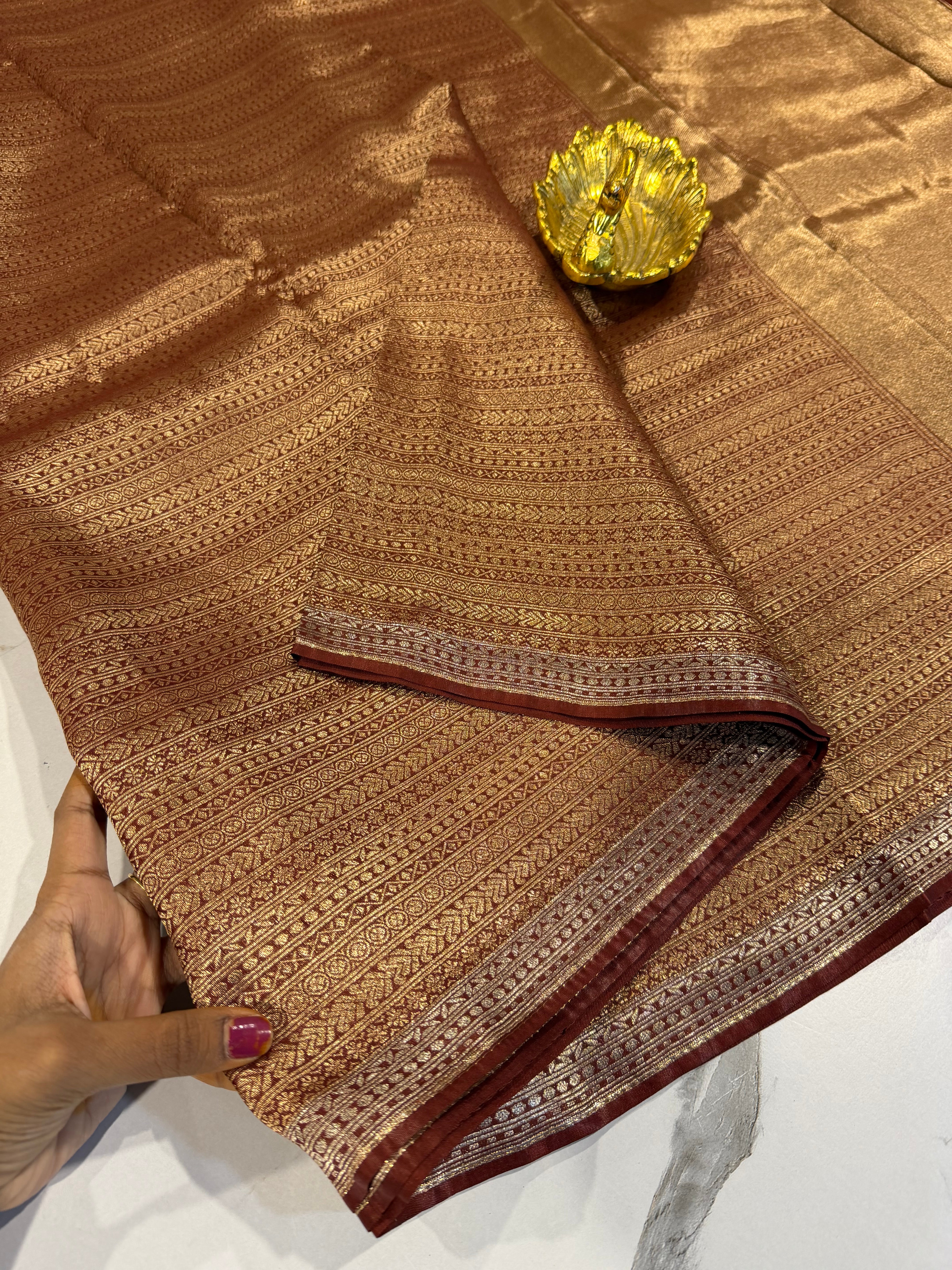 AR-5100 Brown colour kanchi tissue saree