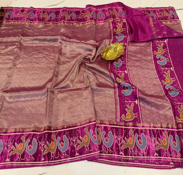 KT-5 magenta colour kanchi tissue saree