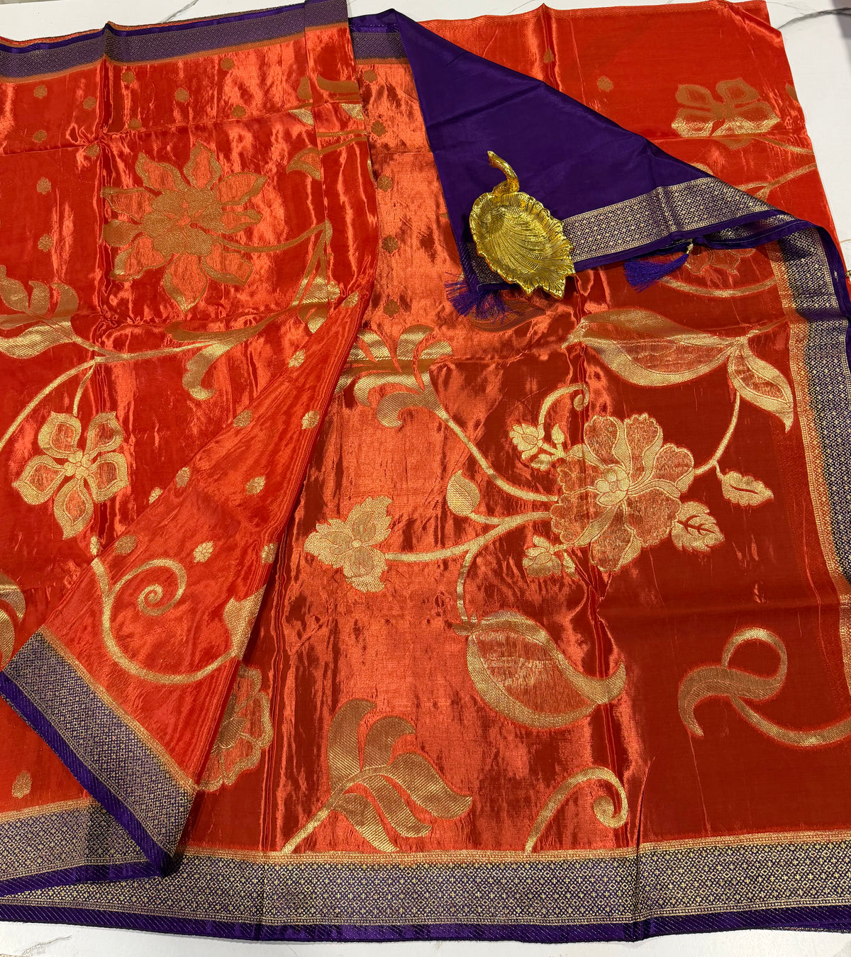 HS-2650 Orange HO crepe saree