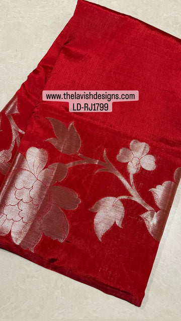 LD-RJ1799 Red semi Kora jamdani ❤️saree