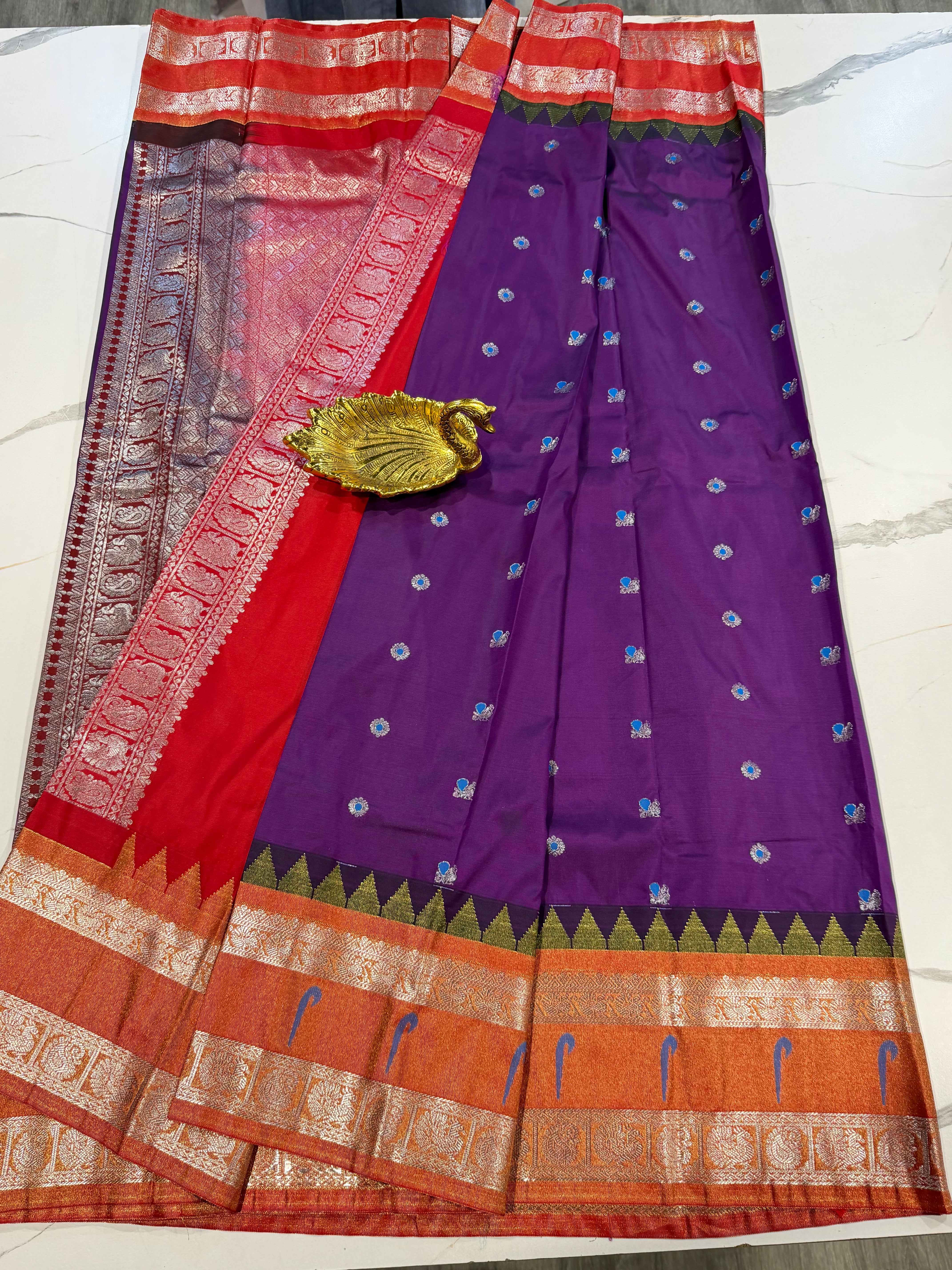 TS-3450 purple Tissue Muniya Gadwal saree