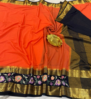LD-M2 peach & naviblue semi Mysore saree