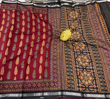 Maroon saree Mashru mangalagiri