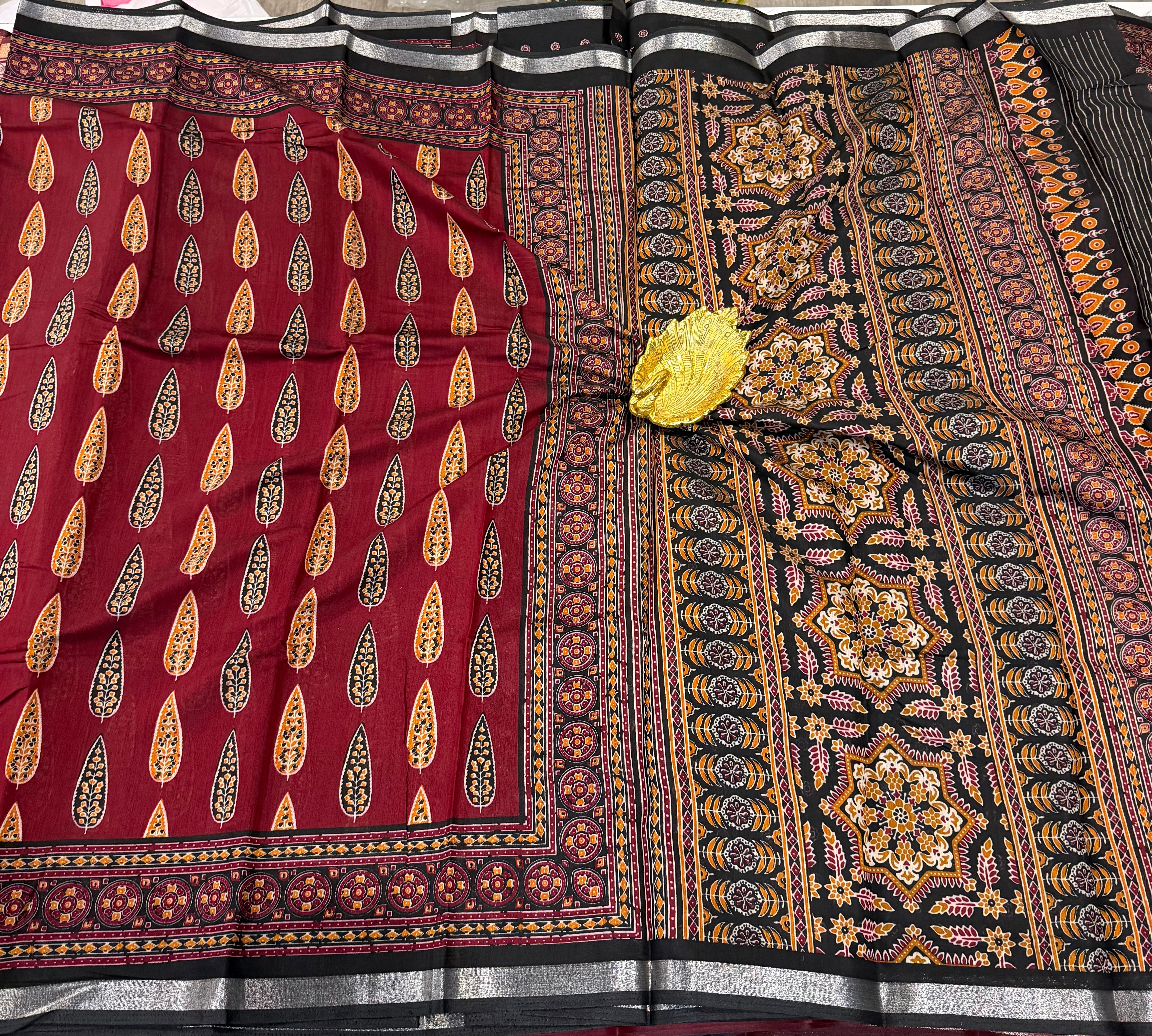 Maroon saree Mashru mangalagiri