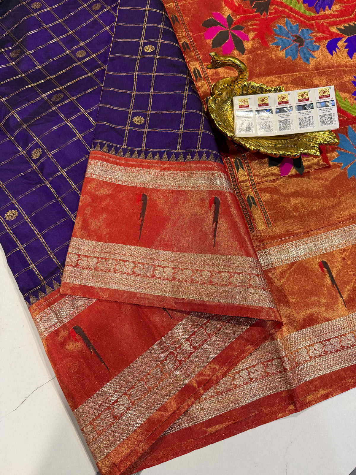 TMS-168 Brinjal Pure gadwal tissue saree