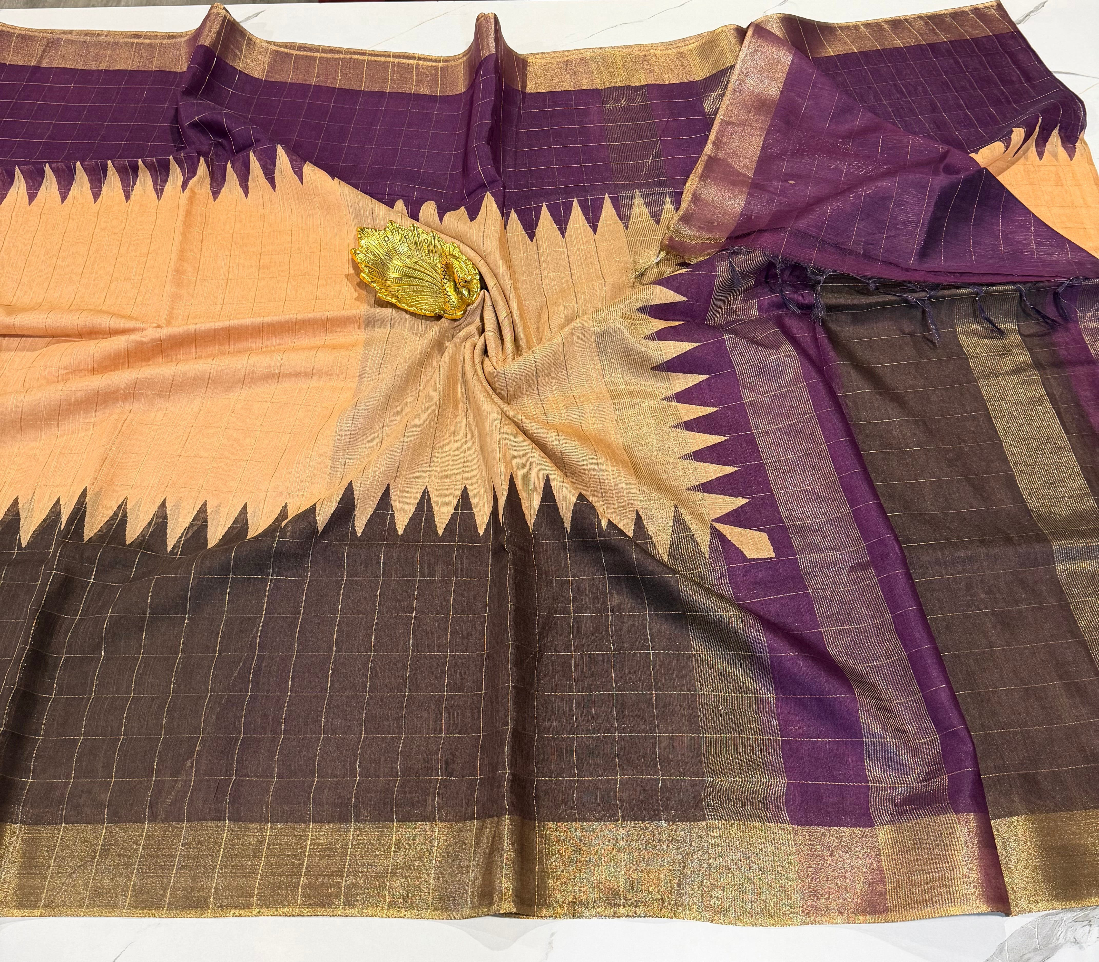 Cs2 cream n black with wine borders saree