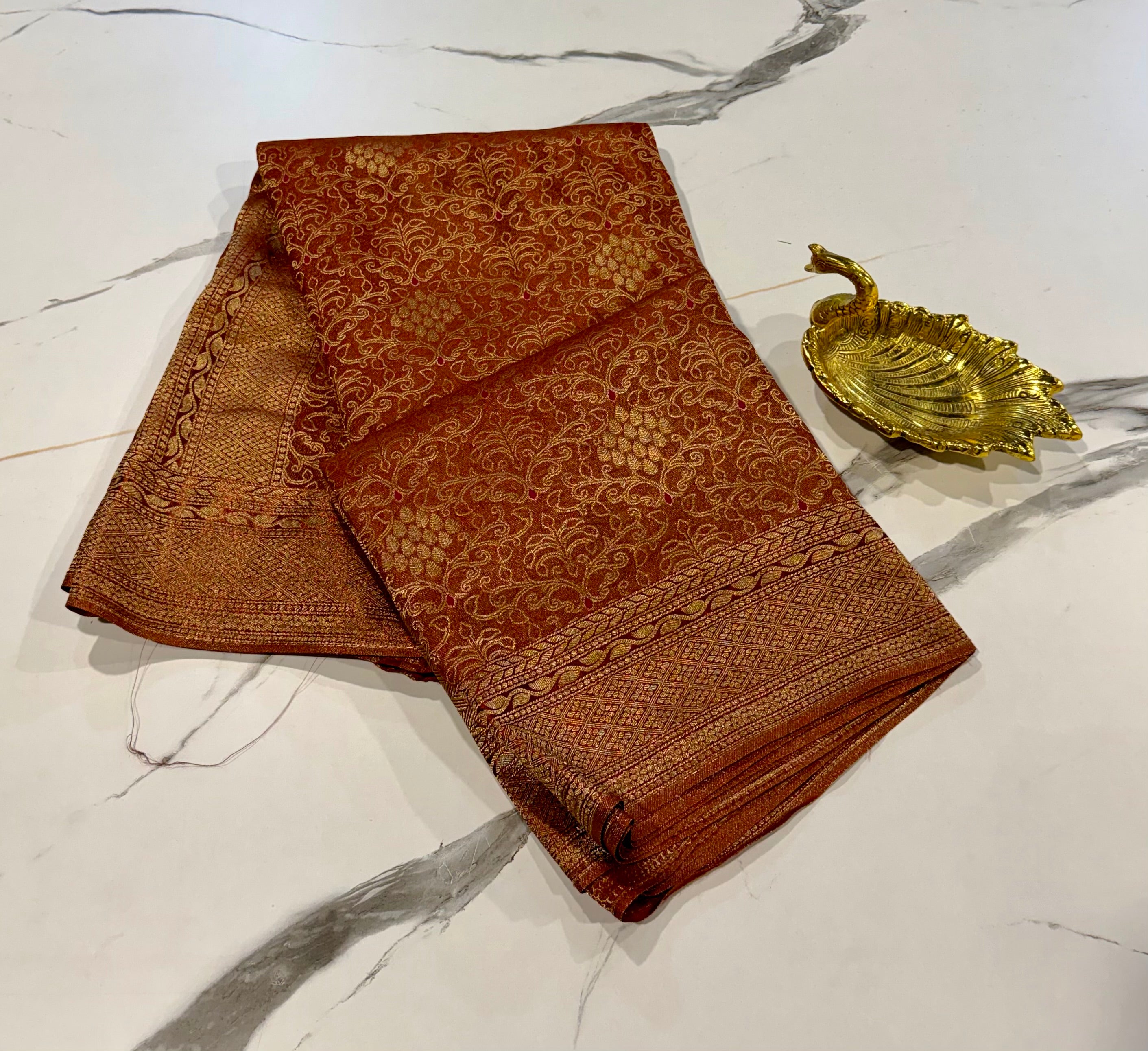 BC-41 Banaras crep brocade brown colour saree