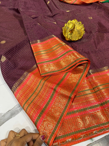 VN-2450 wine n Rust vintage Narayanpet saree