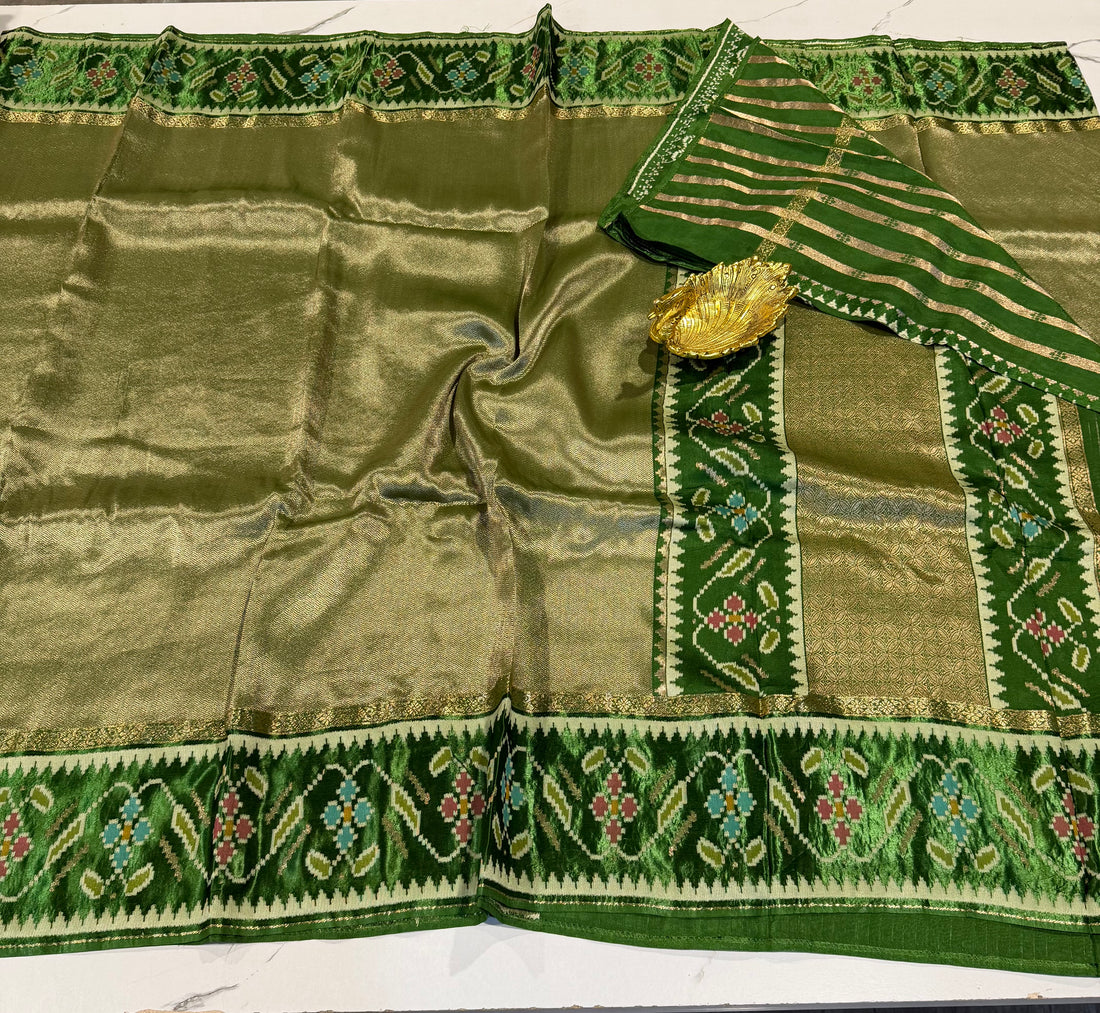 TP-51 green colour kanchi tissue saree