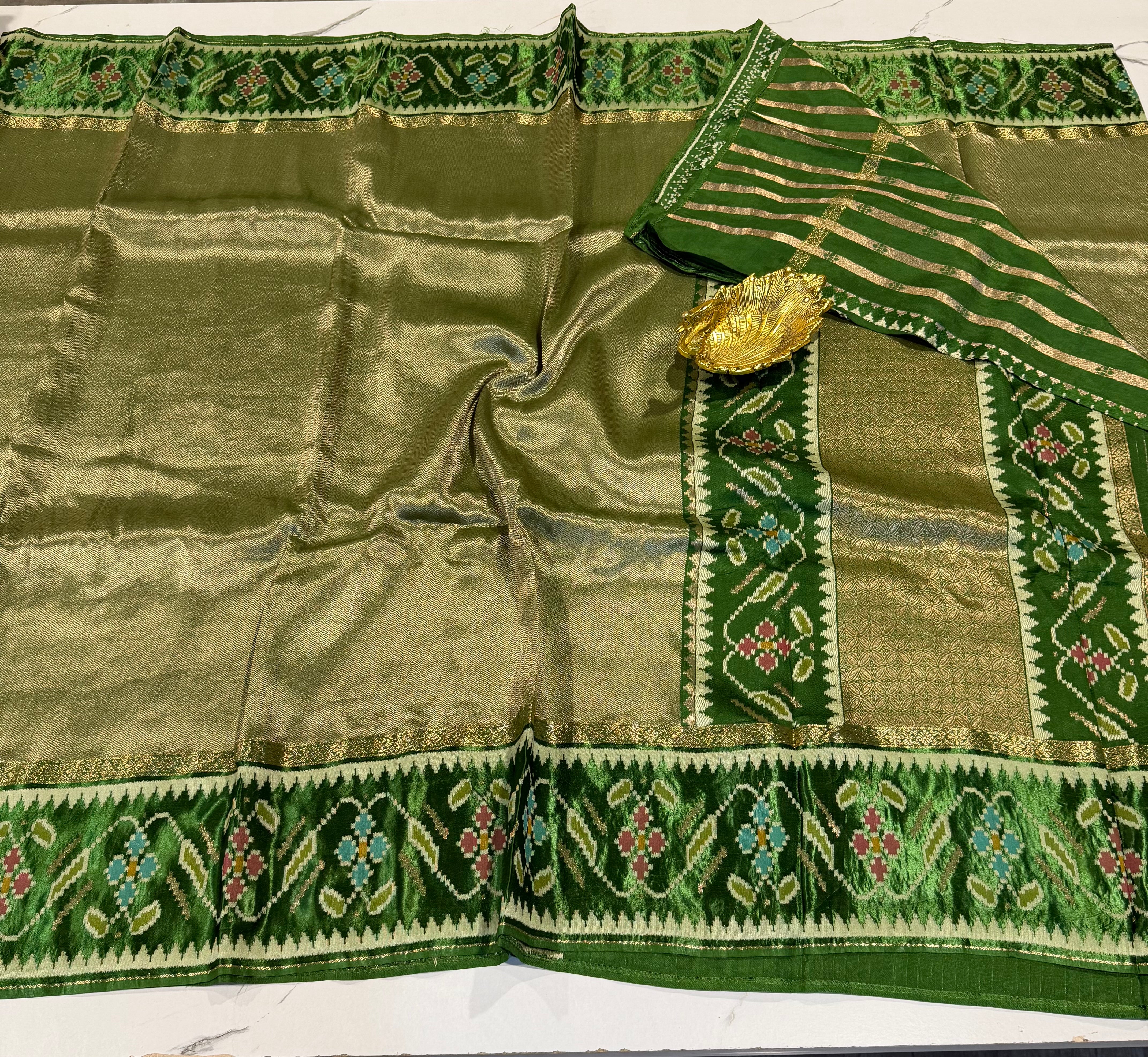 TP-51 green colour kanchi tissue saree