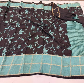 As-1551 Black saree Rama borders Assam silk