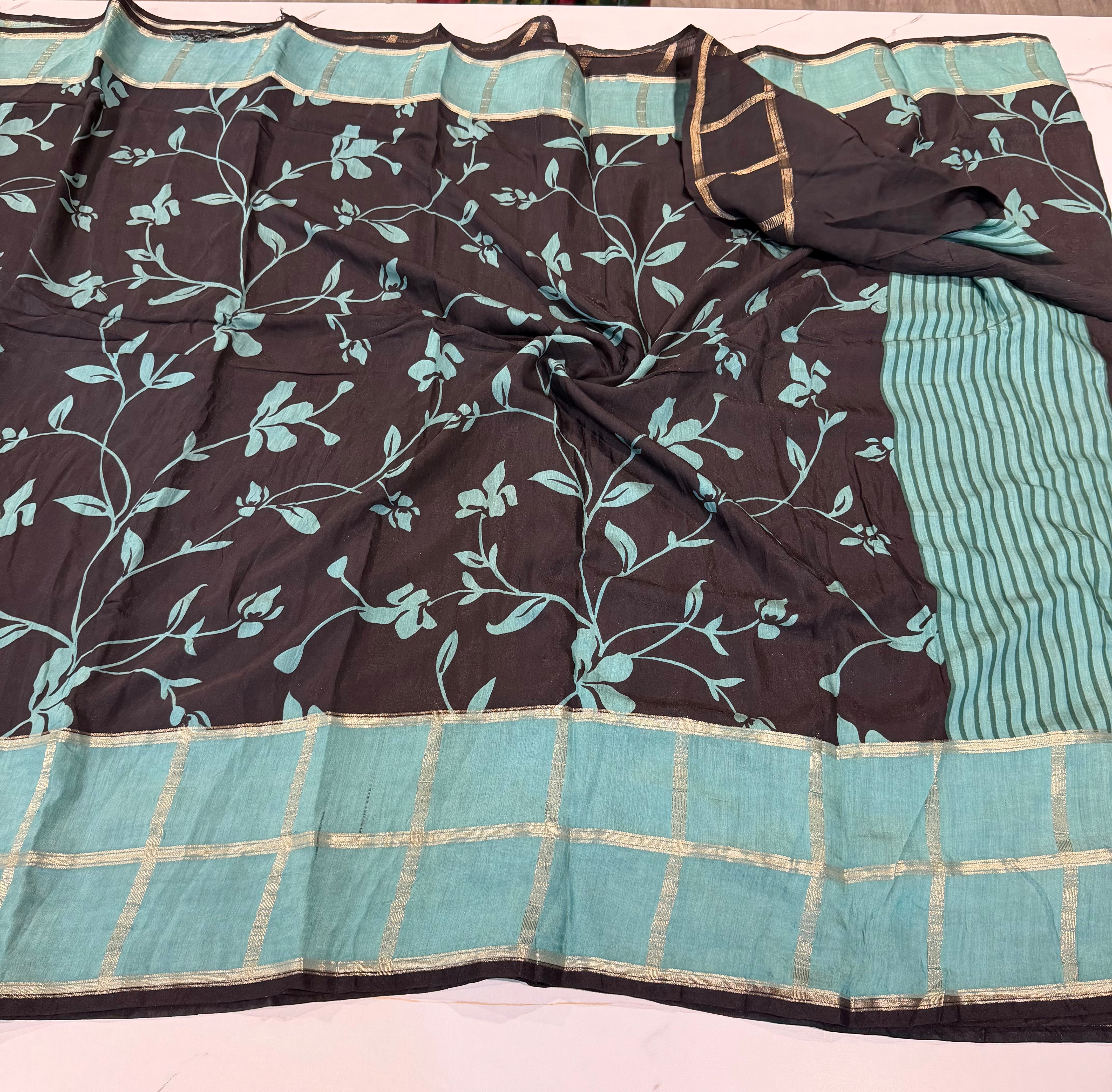 As-1551 Black saree Rama borders Assam silk