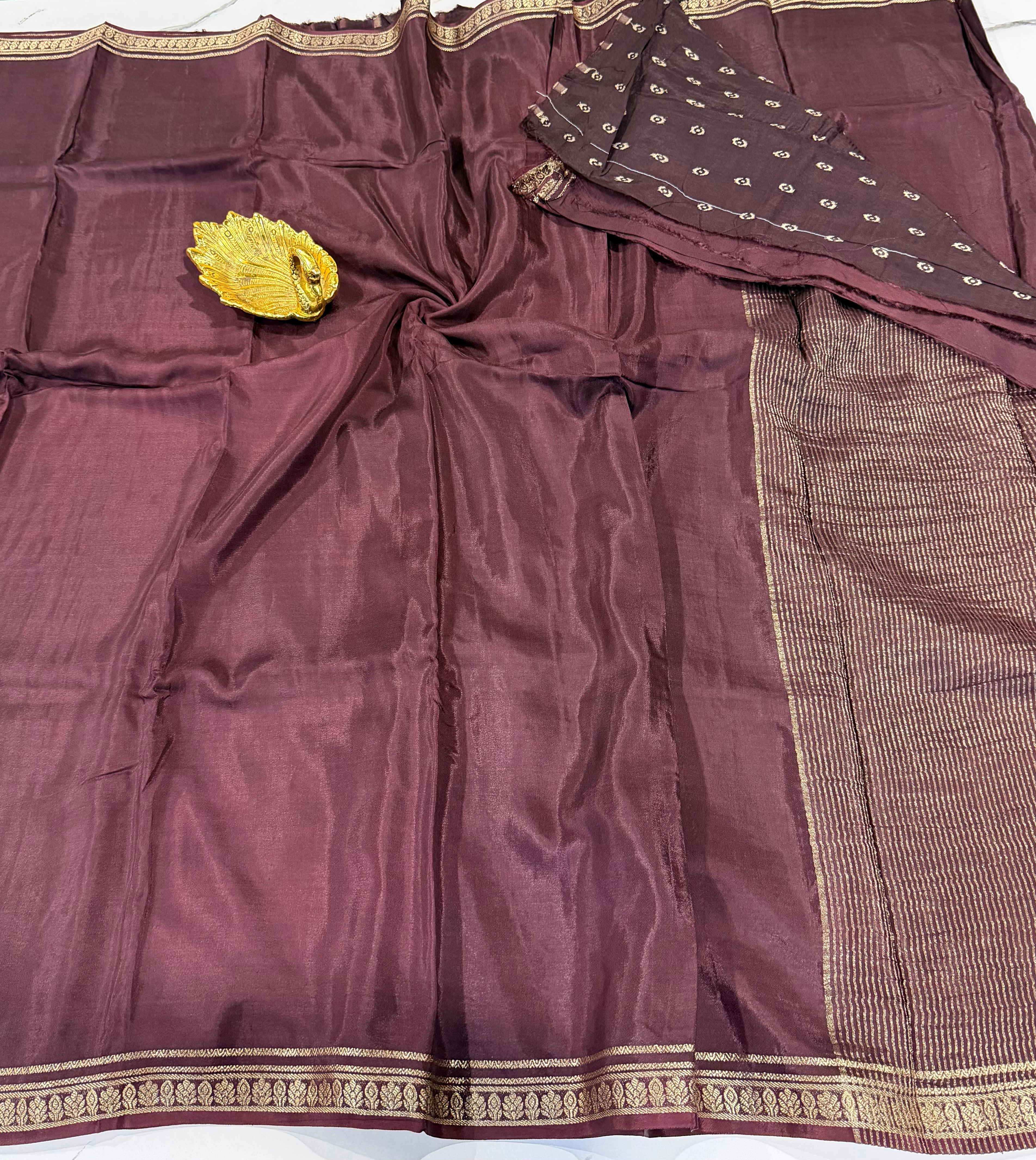 BZ-2750 brown Binny crepe saree