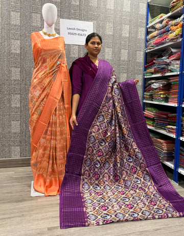 PT-475 purple colour patola moonga crep saree