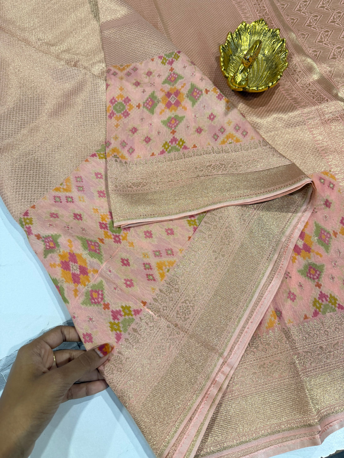 P-5400 baby pink colour tissue Patola saree