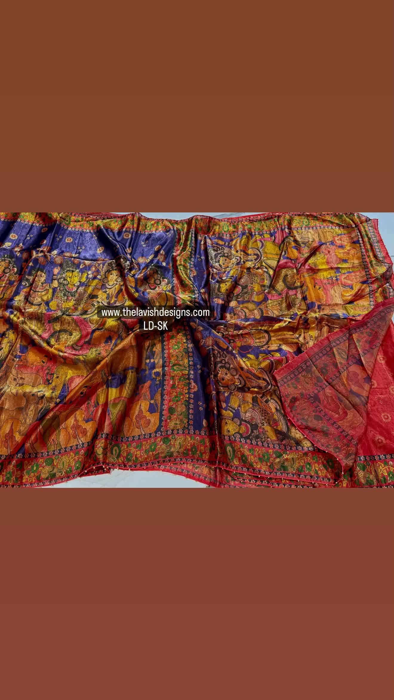 Fusion Kalamkari LD-SK purple n tomato