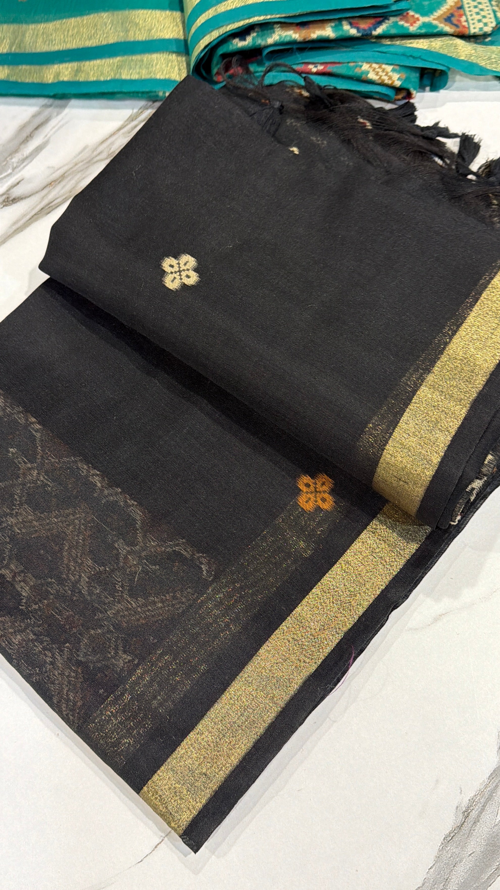LP-19 black colour patola Linen jamdani saree