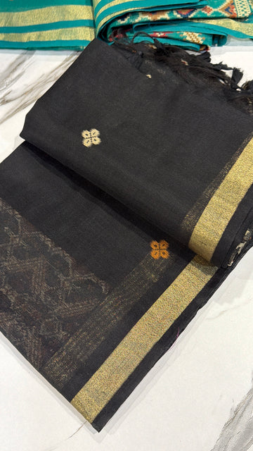 LP-19 black colour patola Linen jamdani saree