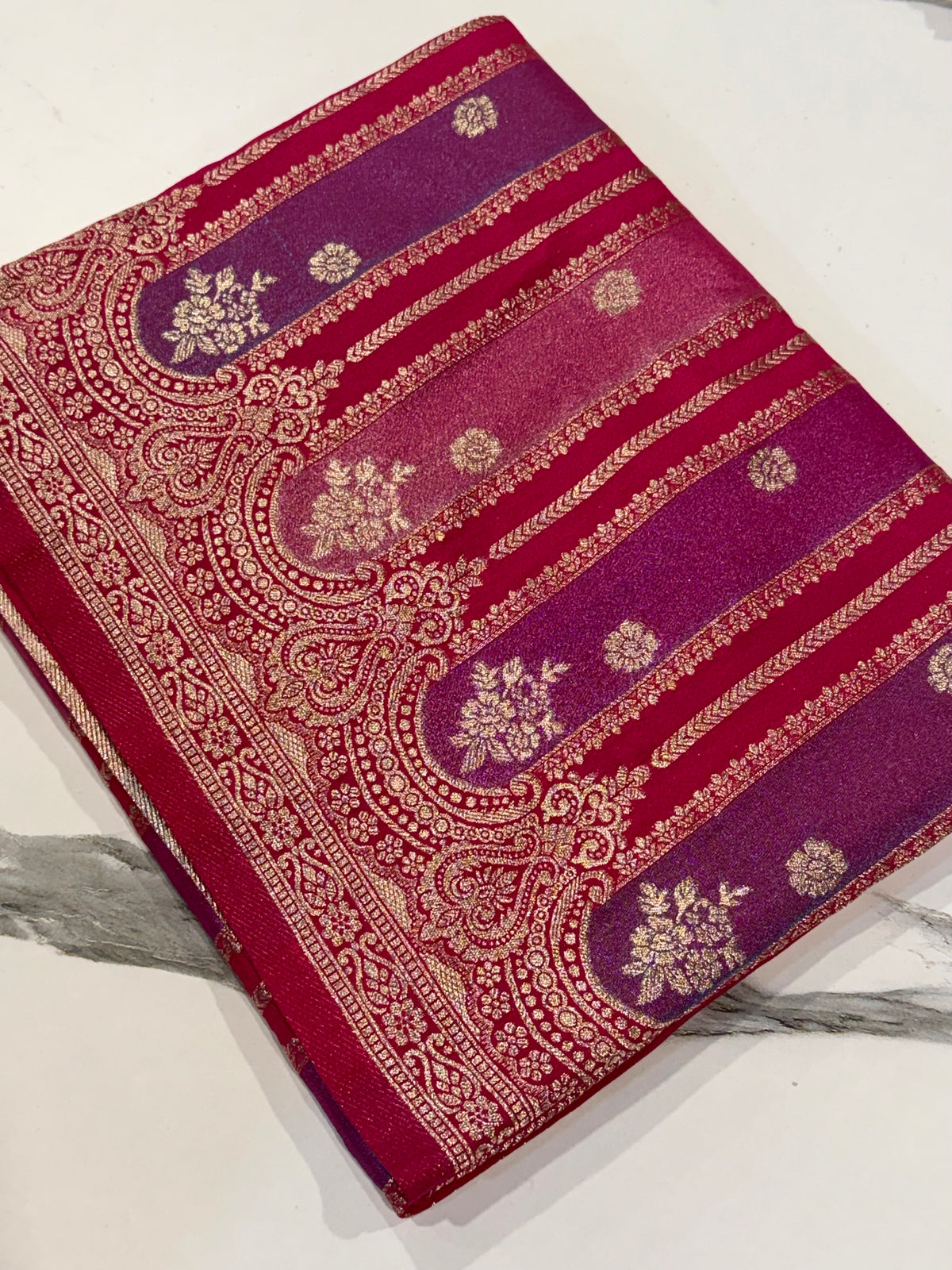 Ws-2100 Ranipink Rangkart kaddi georgette saree