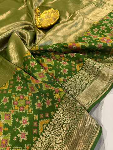 P-5400 green colour tissue Patola saree