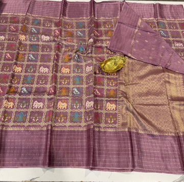 PT-475 mauve colour patola moonga crep saree