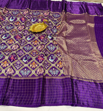 PT-A6 violet colour Patola saree