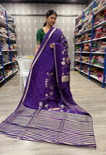 CP-42 violet colour Paithani crep saree